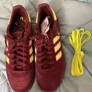 Adidas Maroon and Neon Yellow Spezial sneakers NWT